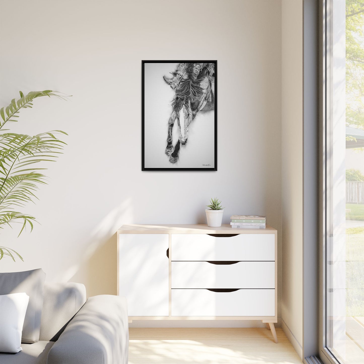 Crazy 8. Framed Stretched Matte Canvas Rodeo Art Print