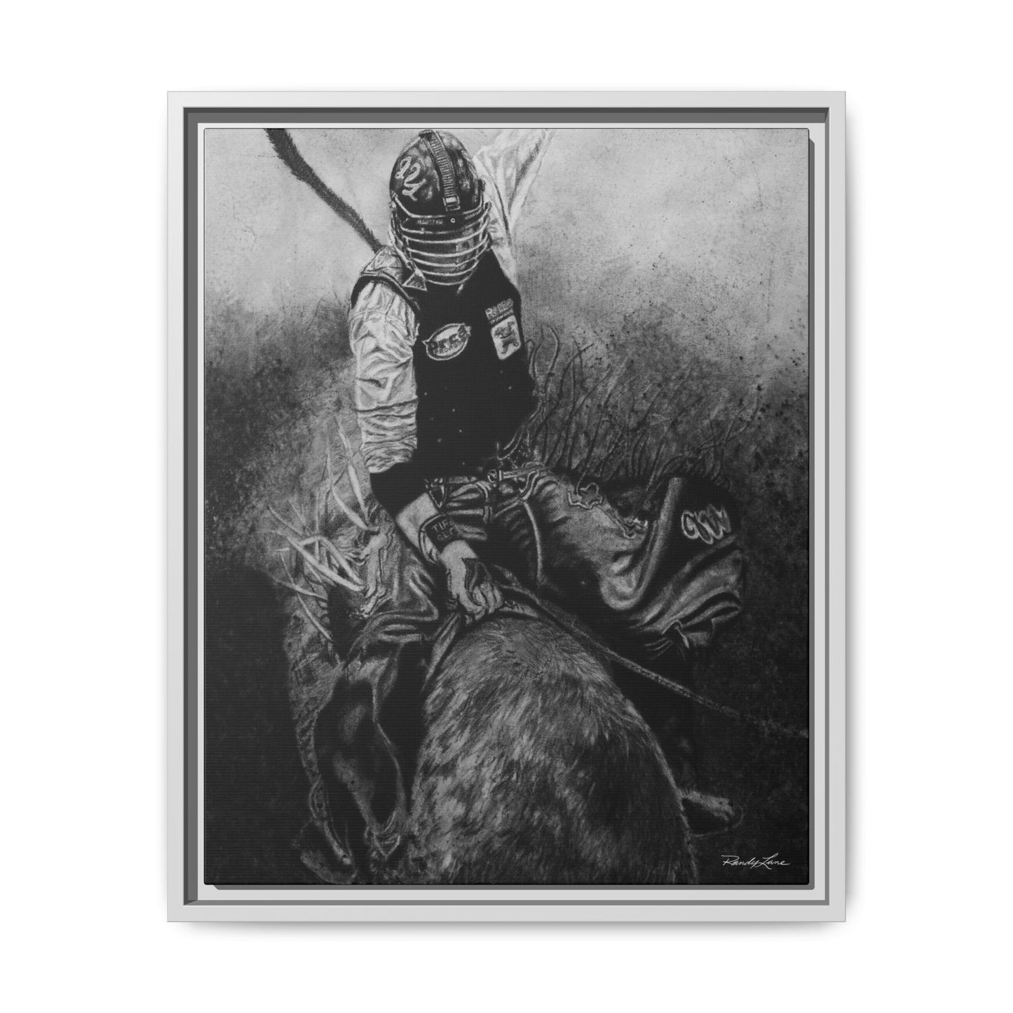 Gettin Frosty. Bull Rider Framed Stretched Matte Canvas Print