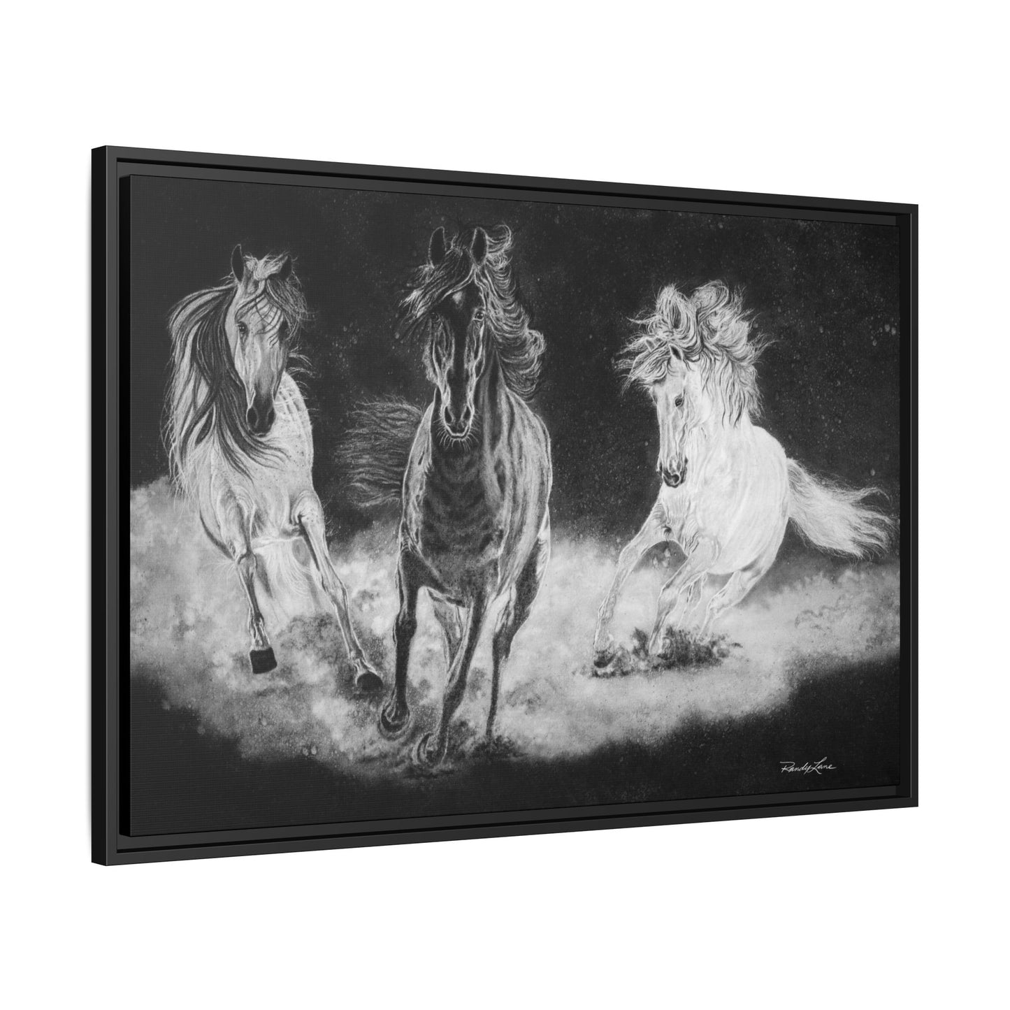 Midnight Run. Framed Stretched Matte Canvas Fine Art Horse Print