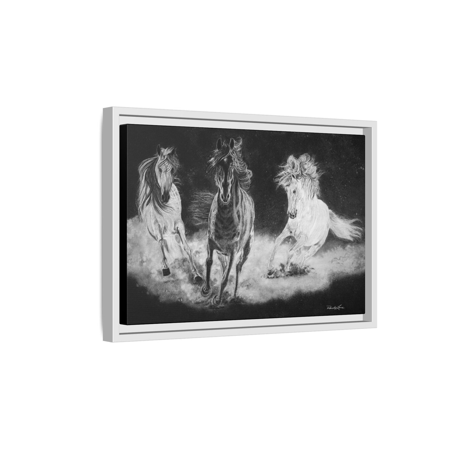 Midnight Run. Framed Stretched Matte Canvas Fine Art Horse Print