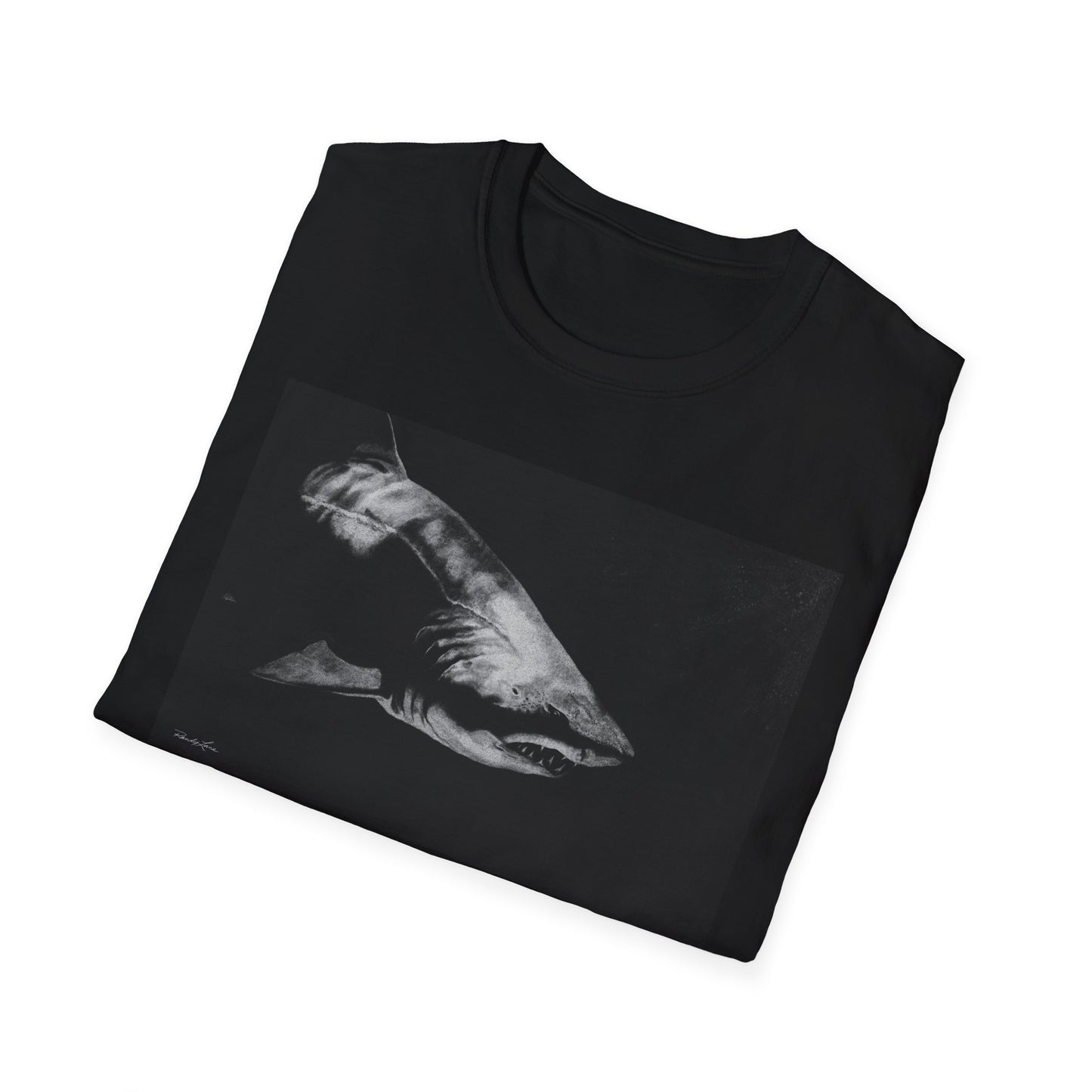 Below, Shark theme Unisex Soft T-Shirt