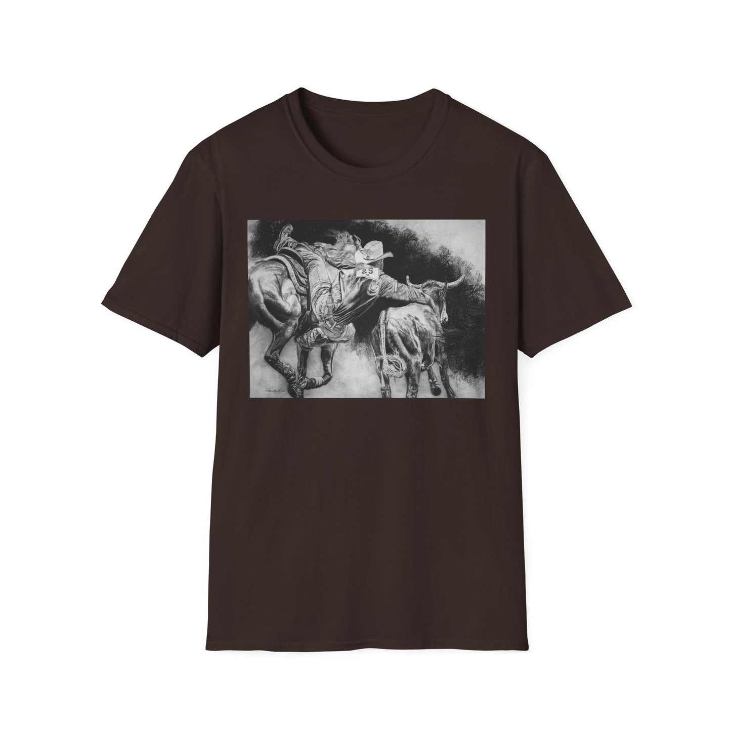 Contact. Cowboy Bulldogger Rodeo Art Unisex Softstyle T-Shirt
