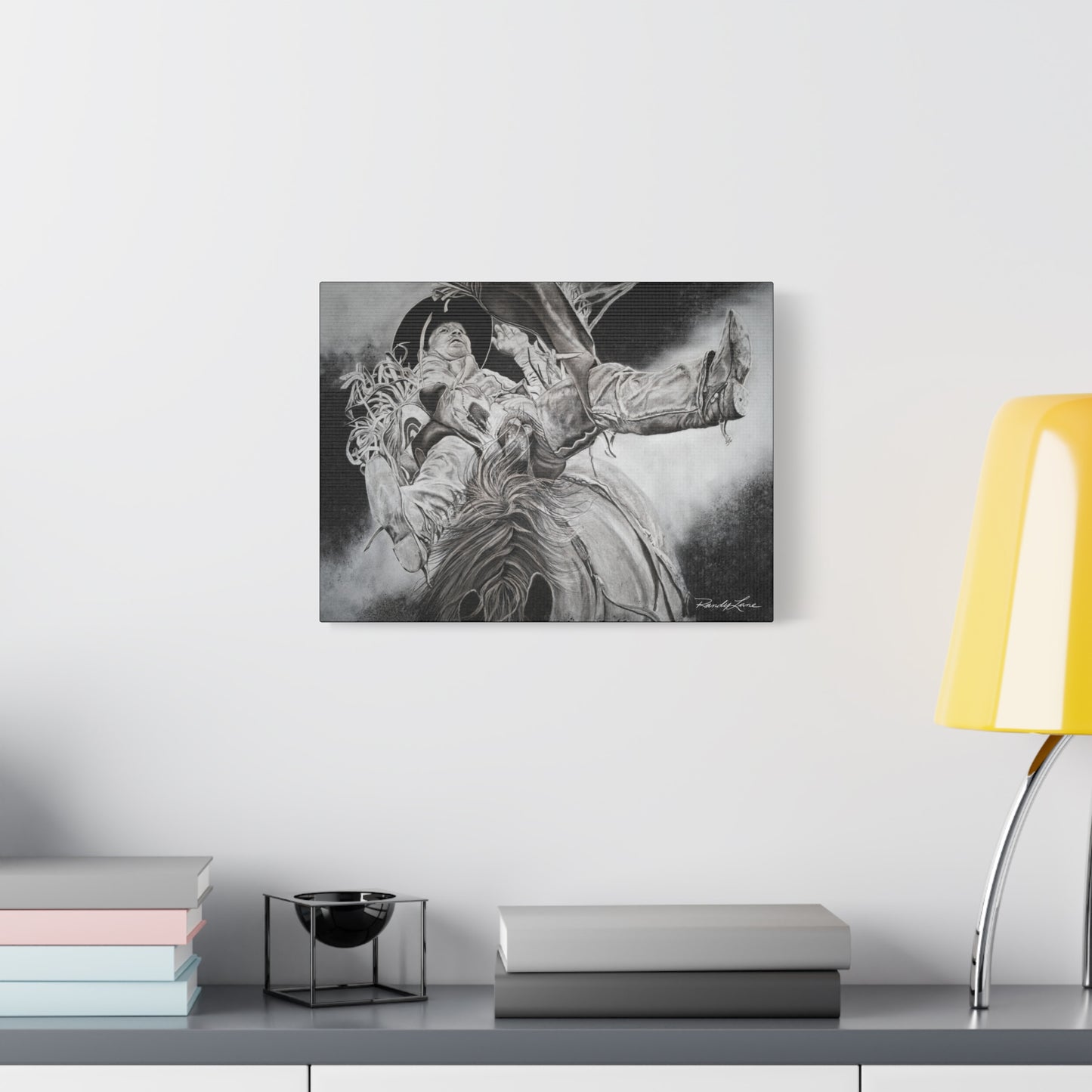 Battle Tested, Rodeo Bareback Rider Painting, Stretched Matte Canvas Print