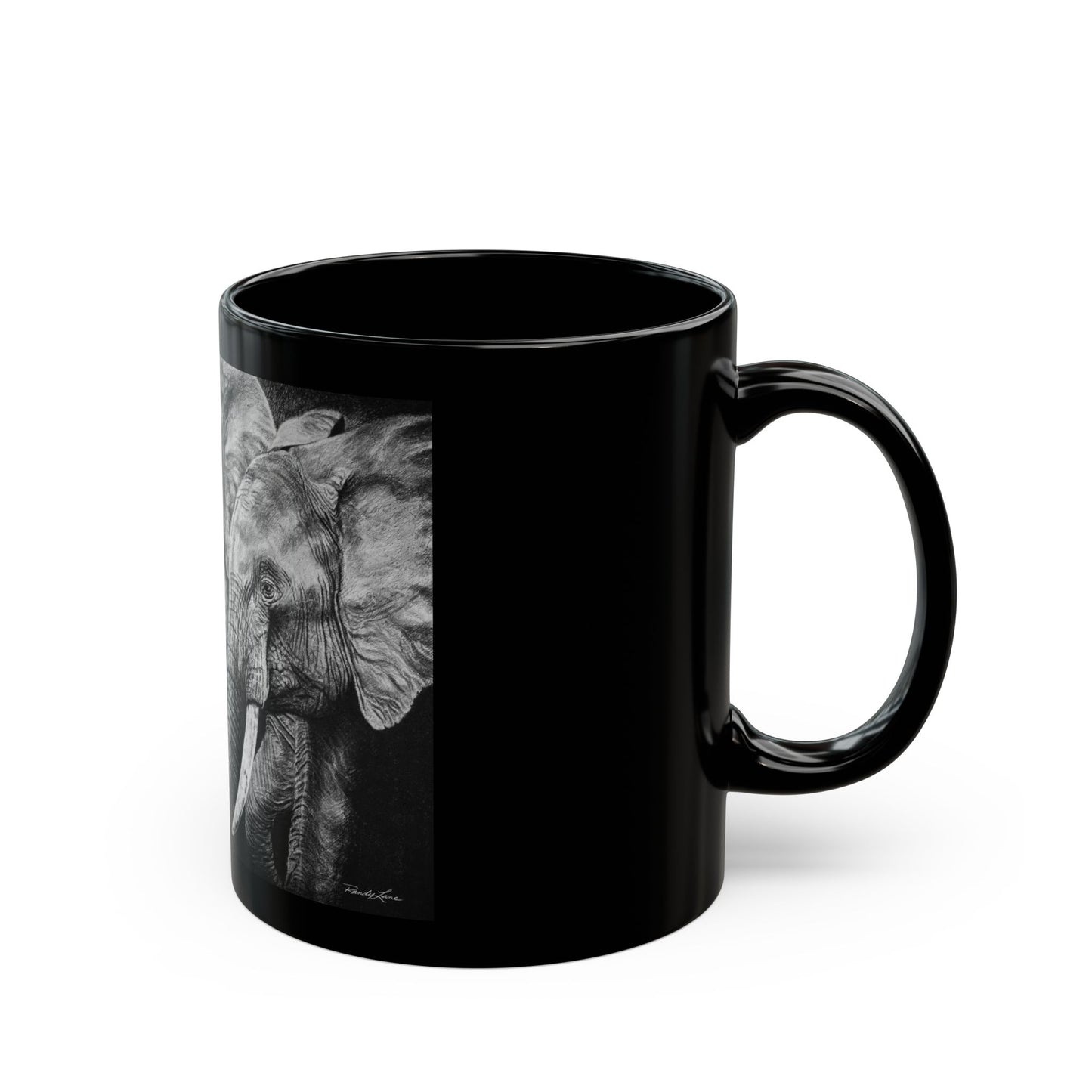 Brushland Bond. Elephant Art Black Mug