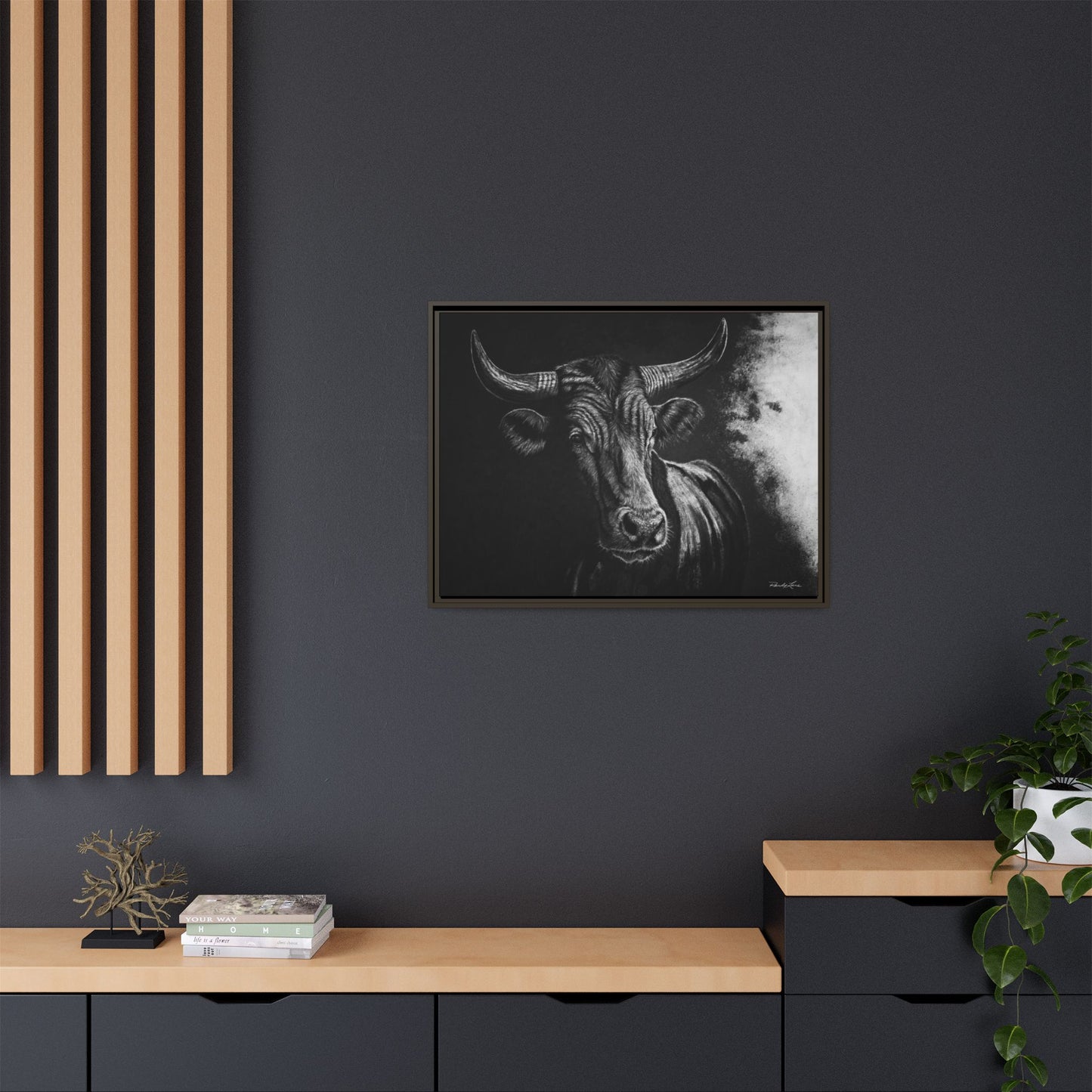 Stonebreaker. Bucking Bull Framed Stretch Matte Canvas Print
