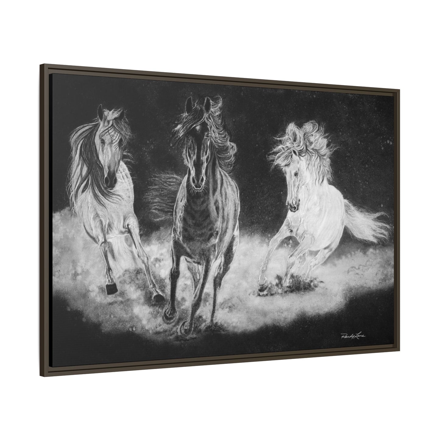 Midnight Run. Framed Stretched Matte Canvas Fine Art Horse Print