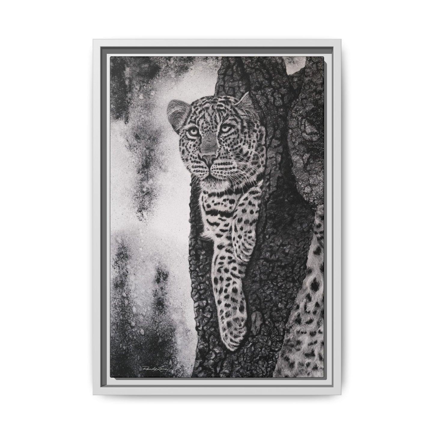 Tree Hugger, Leopard Framed Matte Canvas Wall Art
