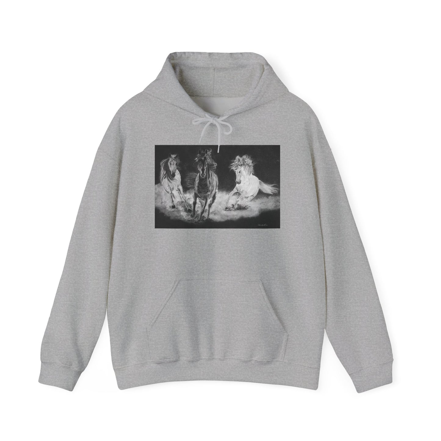 Midnight Run. Horse Cozy Unisex Hooded Pullover