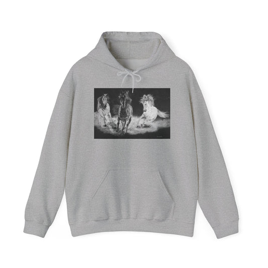 Midnight Run. Horse Cozy Unisex Hooded Pullover