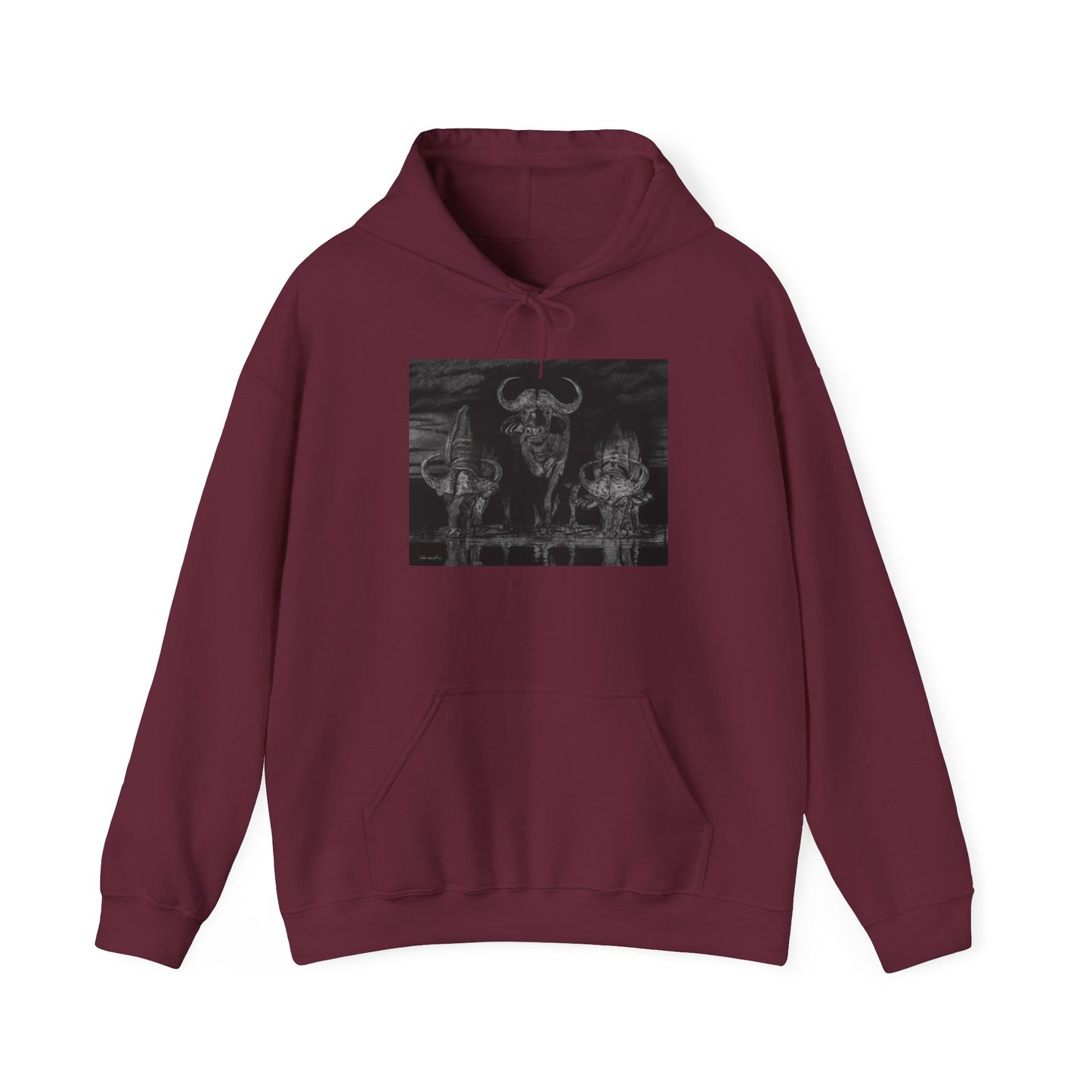 The Waterhole, Cape Buffalo theme Unisex Hooded Sweatshirt