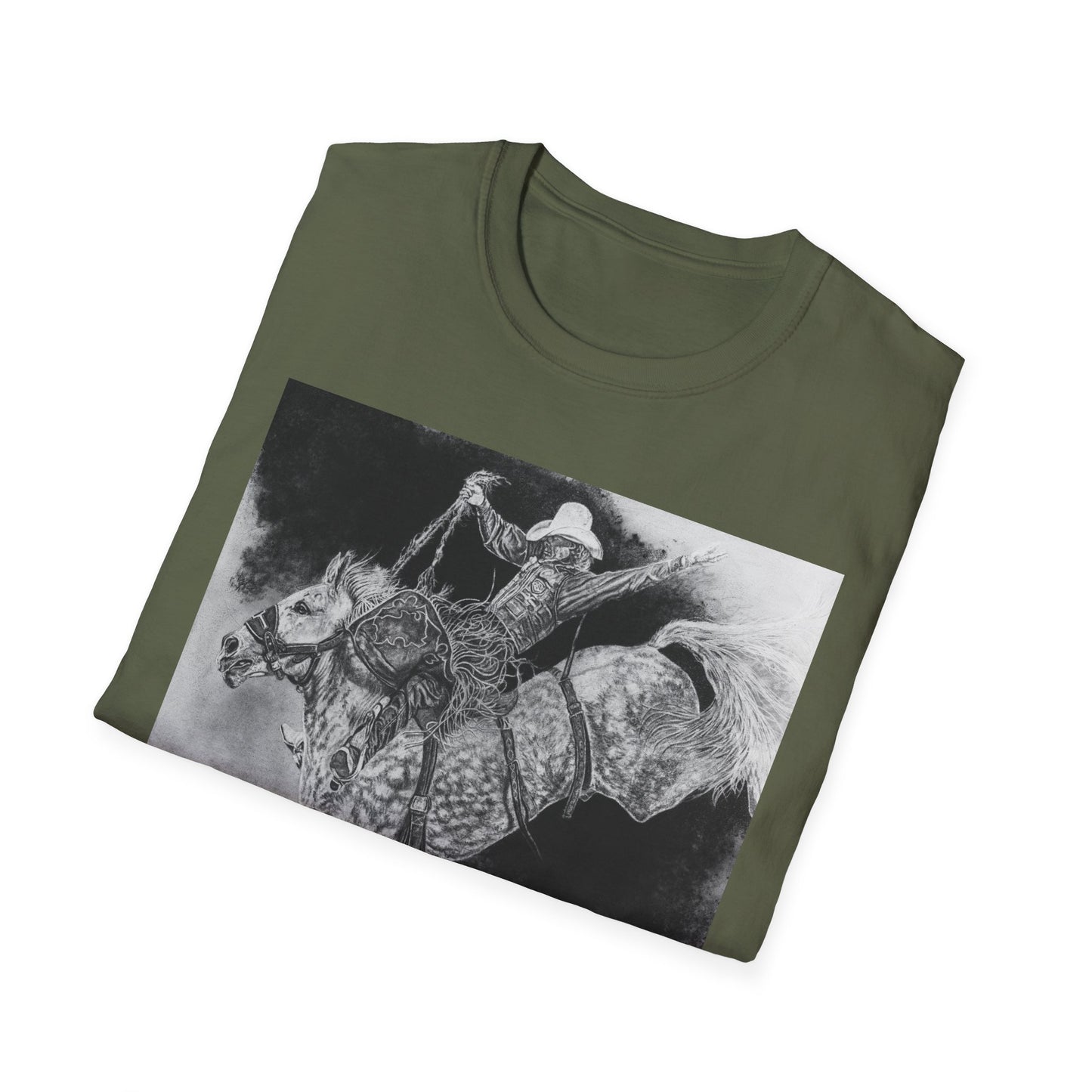 Big Grey, Rodeo Bareback Bronc Painting T-Shirt
