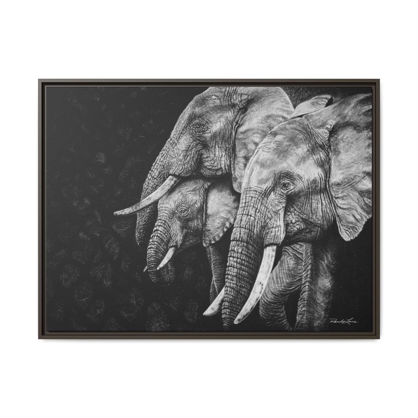 Brushland Bond. Elephant Art Framed Stretched Matte Canvas Print