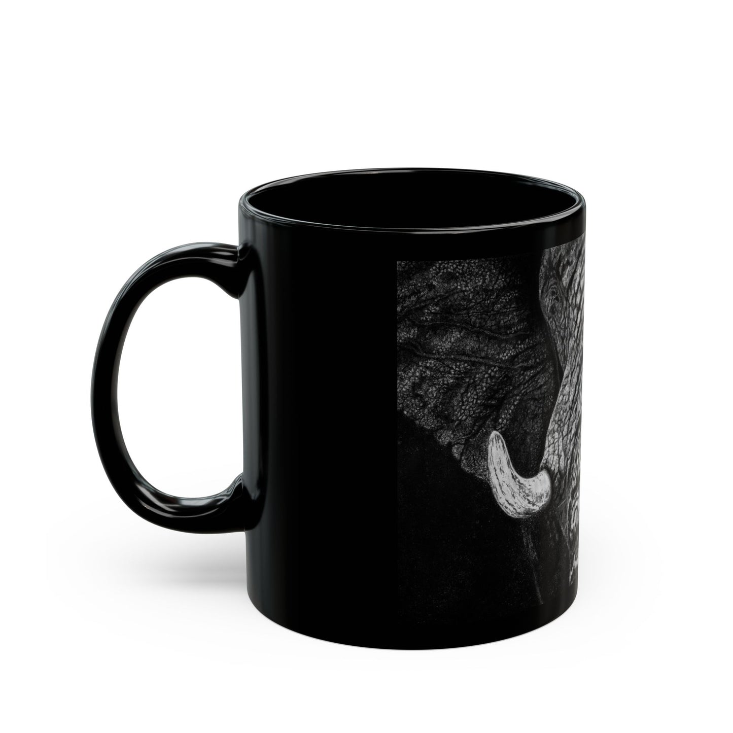 Ebony and Ivory, Elephant Art Black Mug