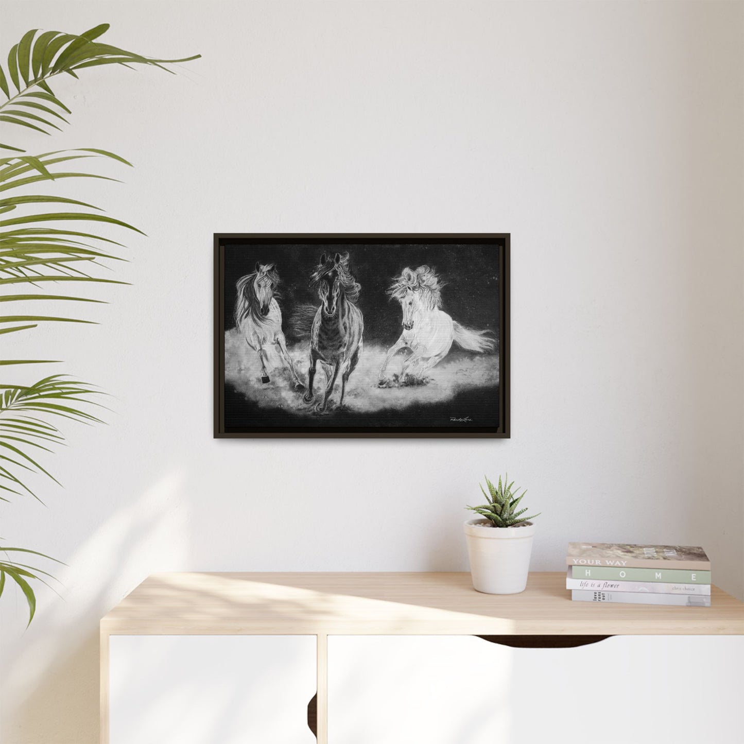 Midnight Run. Framed Stretched Matte Canvas Fine Art Horse Print