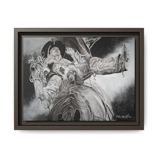 Battle Tested, Rodeo Bareback Rider Painting, Framed Matte Canvas Print