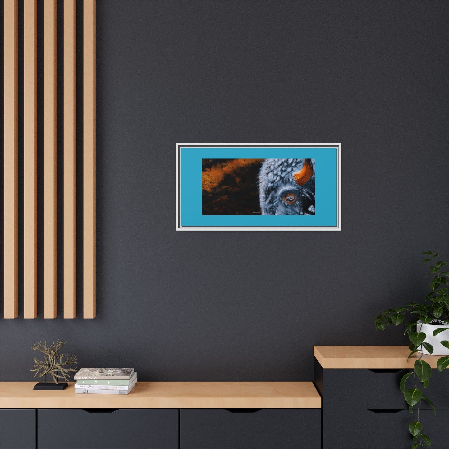 Storm Bison, Framed Matte Canvas Art