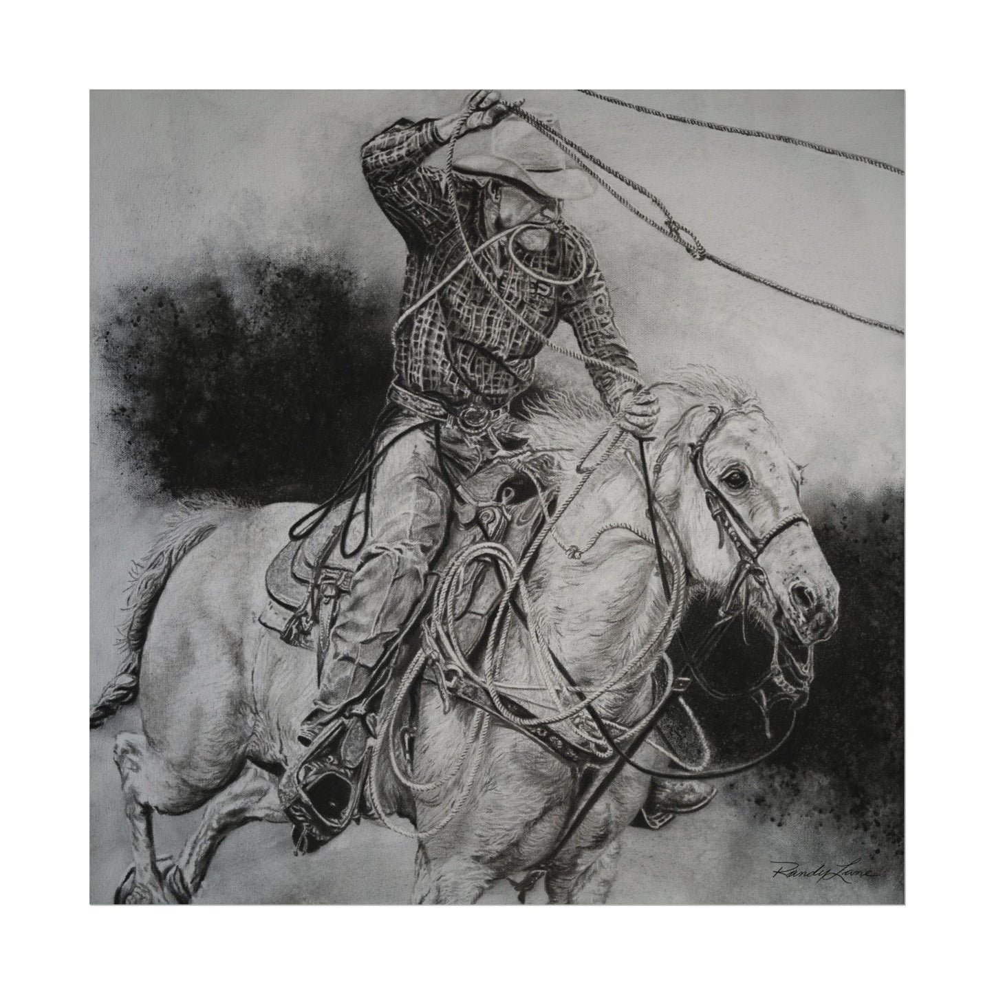 Let it Fly, Rodeo Tie-down Roper Painting, Textured Matte Print