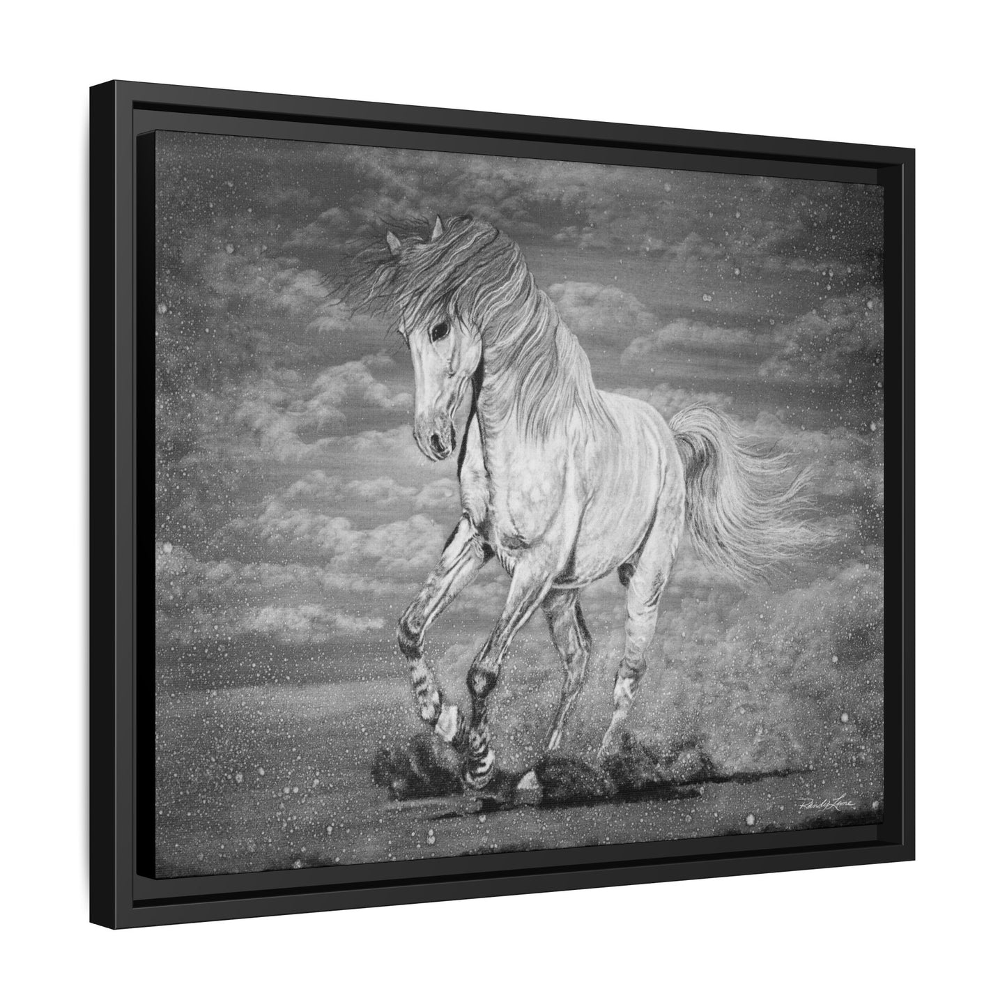Equine Elegance. Prancing Horse Framed Stretched Matte Canvas Print