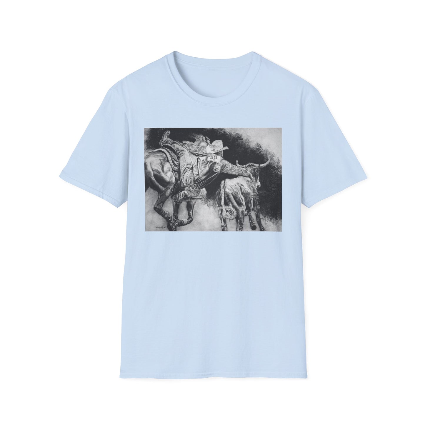 Contact. Cowboy Bulldogger Rodeo Art Unisex Softstyle T-Shirt