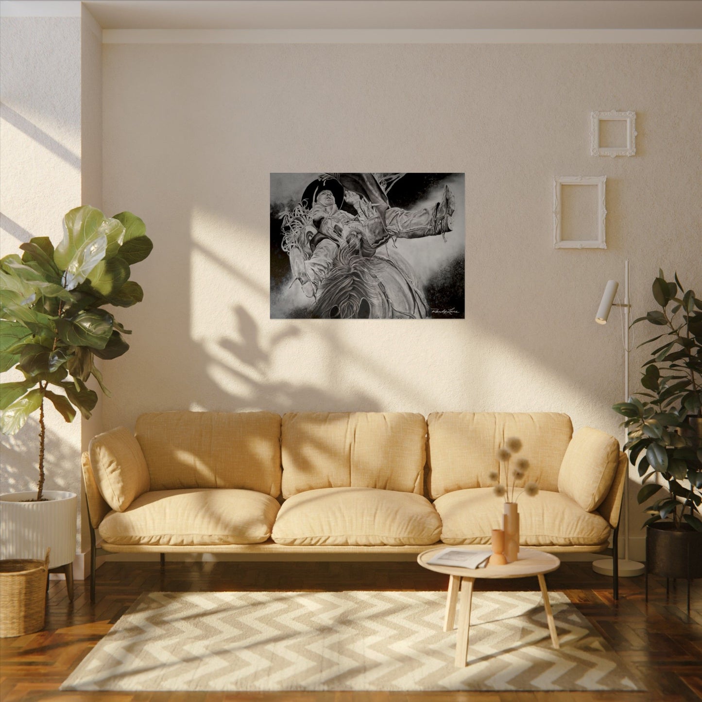 Battle Tested, Rodeo Bareback Rider Painting, Textured Matte Print