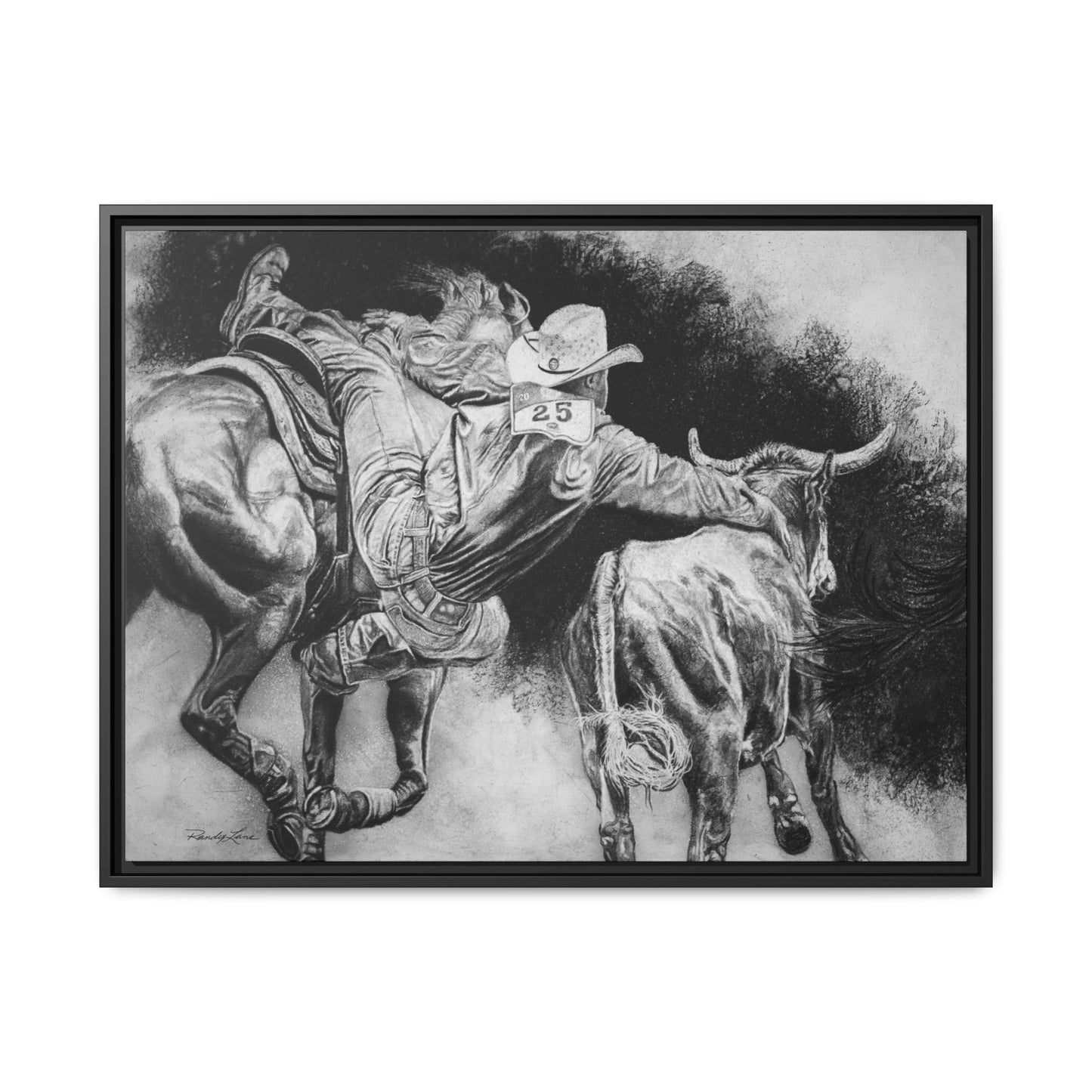 Contact. Cowboy Bulldogger Rodeo Art Framed Stretched Canvas Art