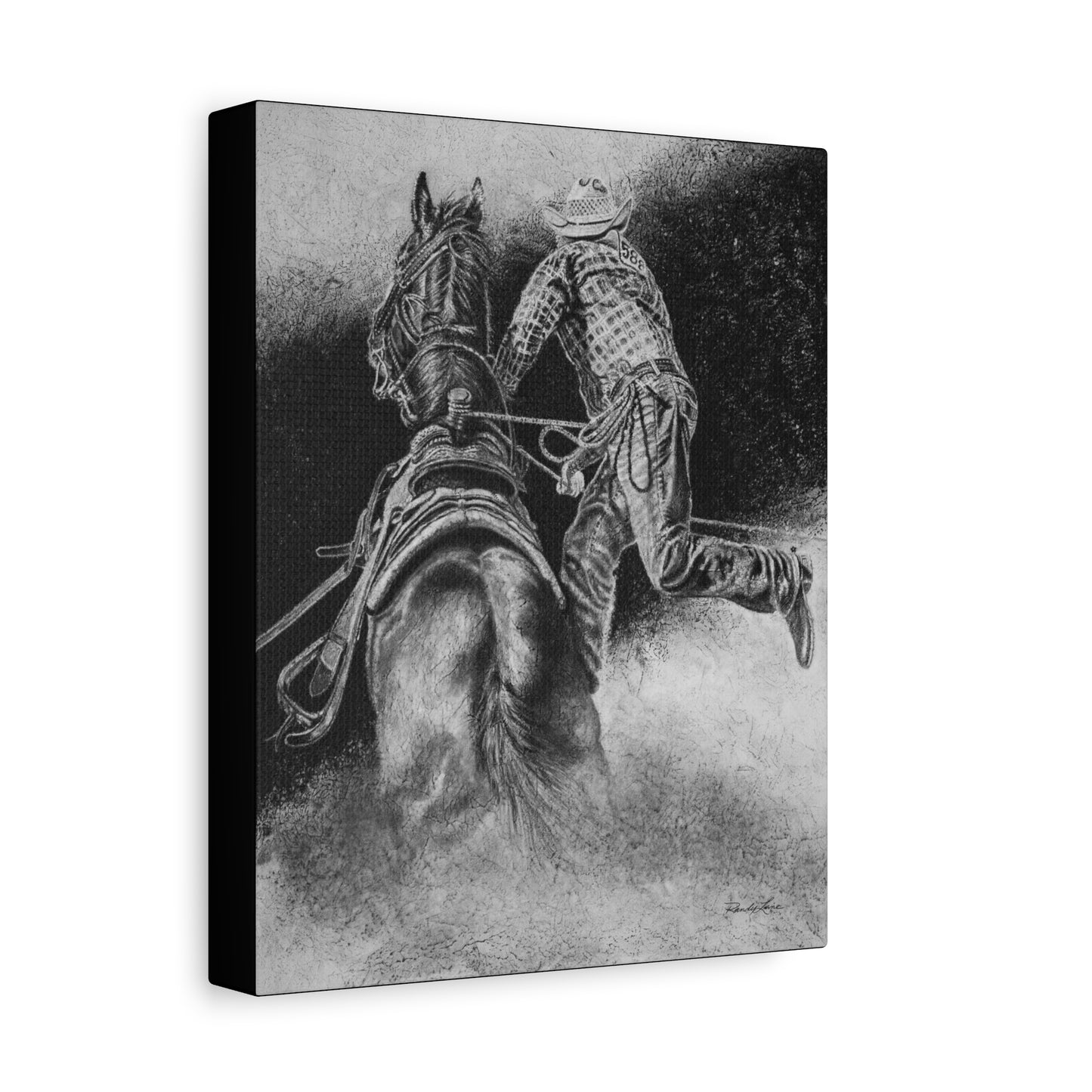 The Dismount. Steer Roper Stretched Canvas Wall Art