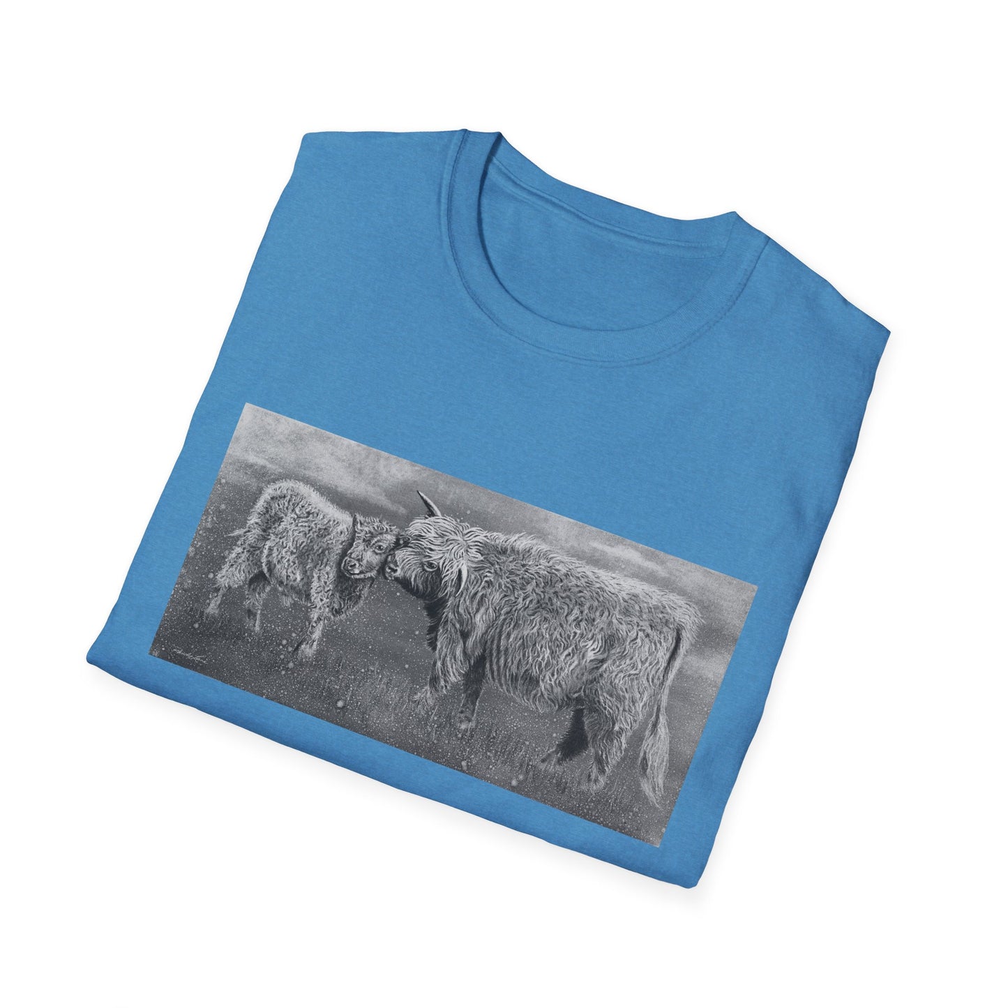 Highland Love, Highland Cow Print Unisex Softstyle T-Shirt