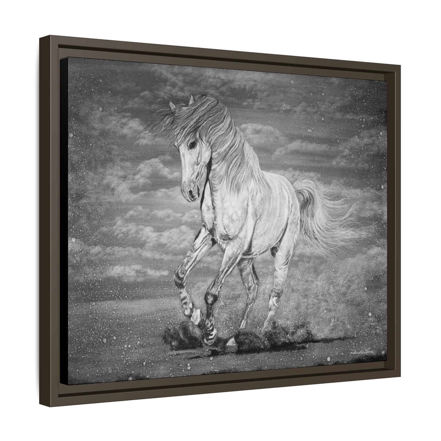 Equine Elegance. Prancing Horse Framed Stretched Matte Canvas Print