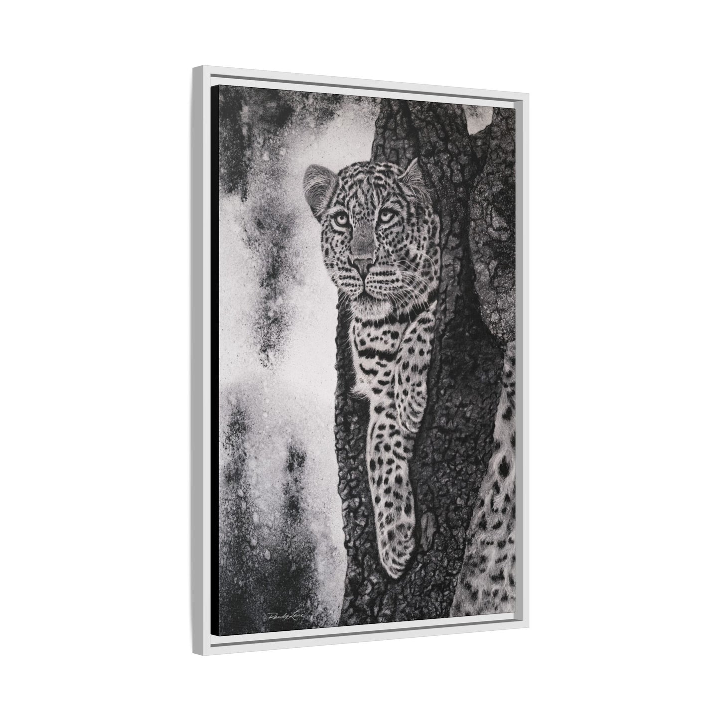 Tree Hugger, Leopard Framed Matte Canvas Wall Art