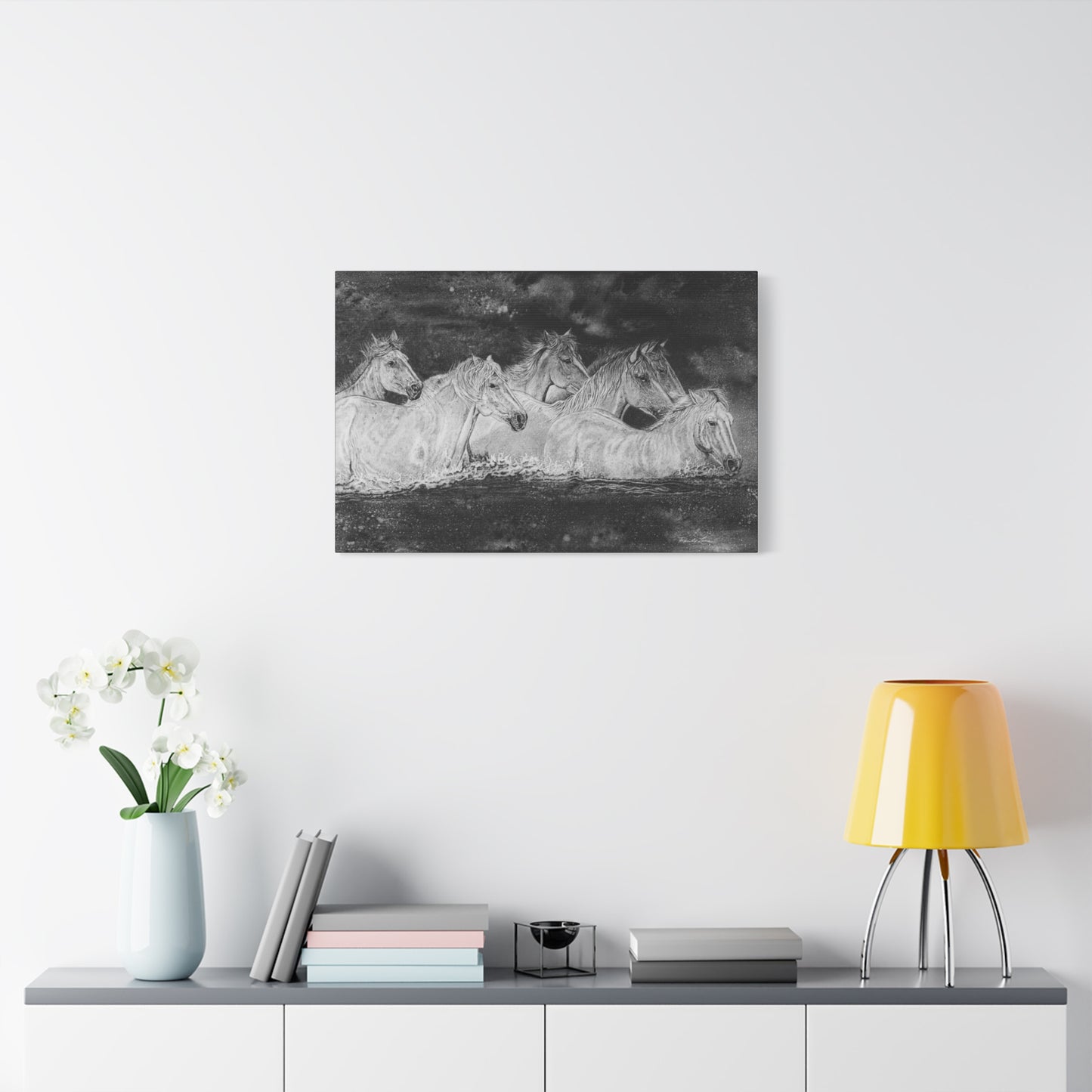 Night Swim, Horse Artwork Canvas Print