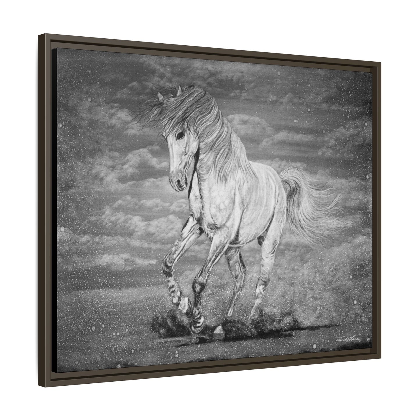 Equine Elegance. Prancing Horse Framed Stretched Matte Canvas Print