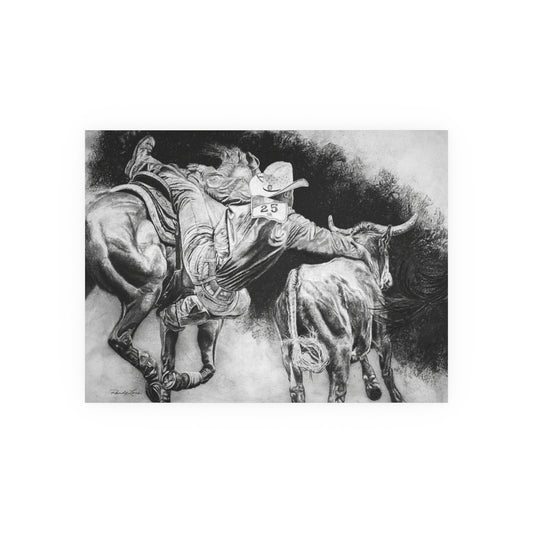 Contact, Rodeo Steer Wrestler Fine Art Print