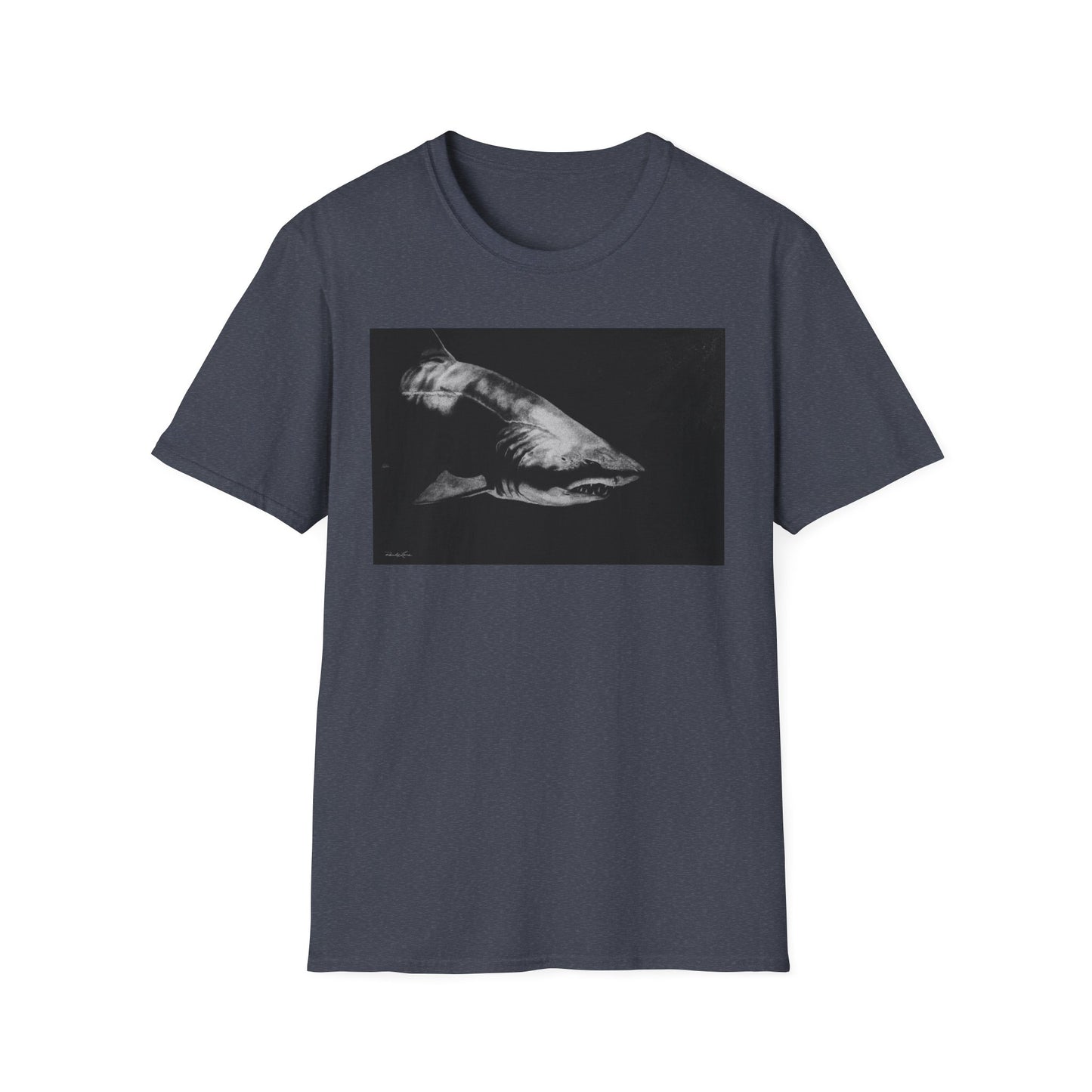 Below, Shark theme Unisex Soft T-Shirt