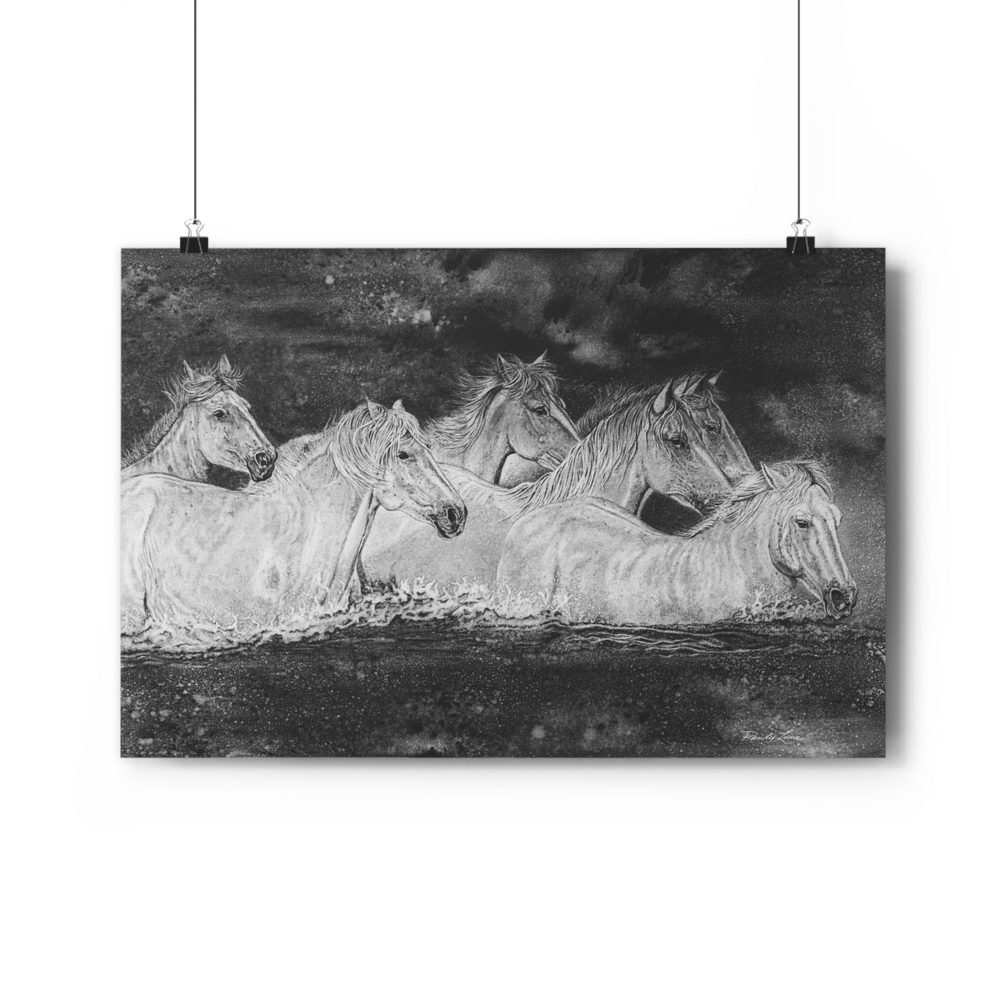 Night Swim, Horse Theme Giclée Art Print
