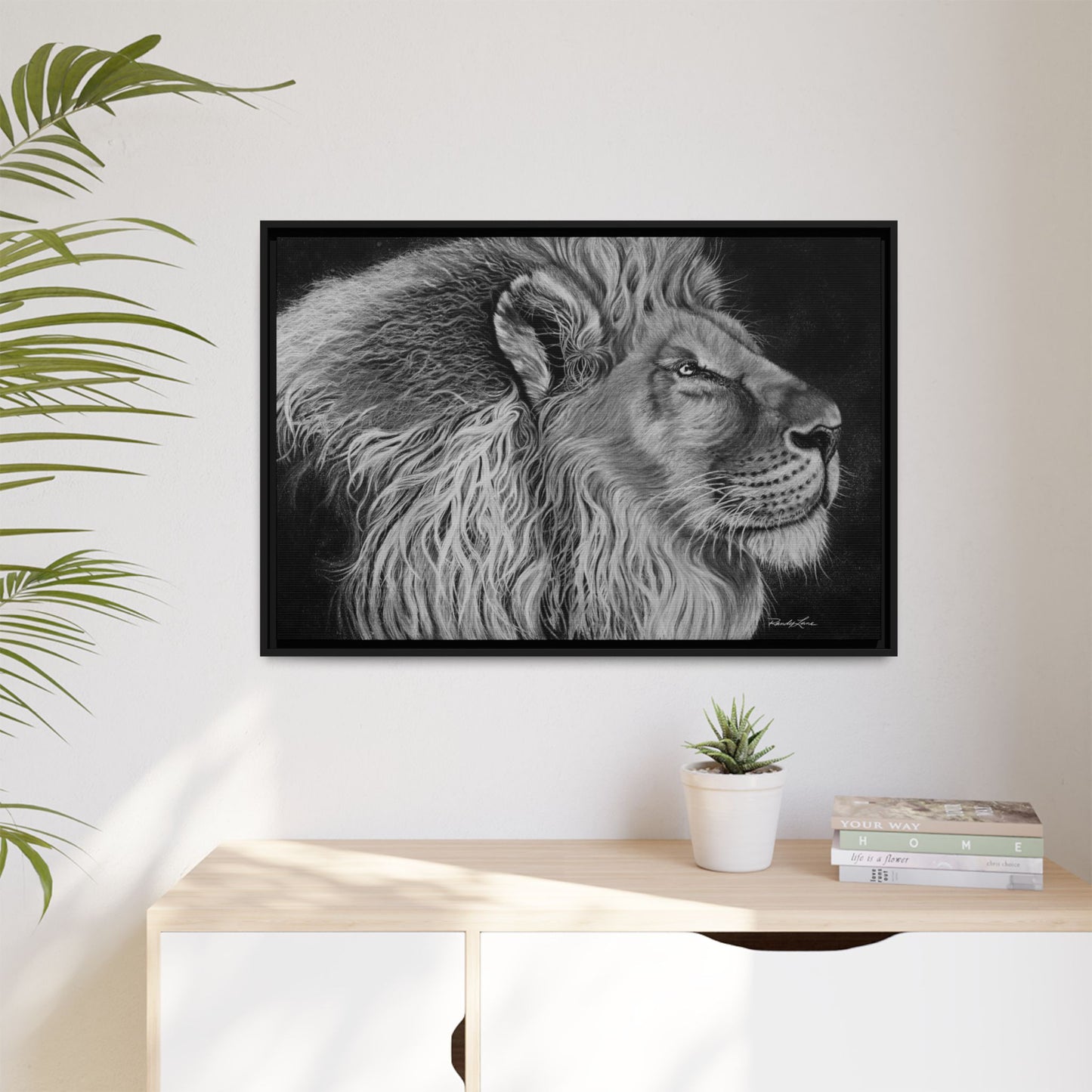 King of Cool, Majestic Lion Framed Canvas Art