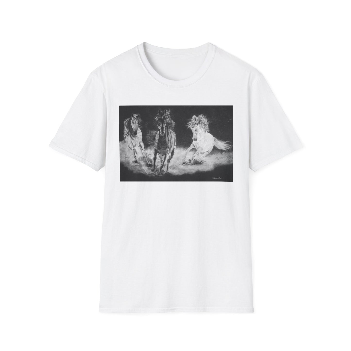Midnight Run. Horse Graphic Unisex T-Shirt, Soft Cotton Shirt