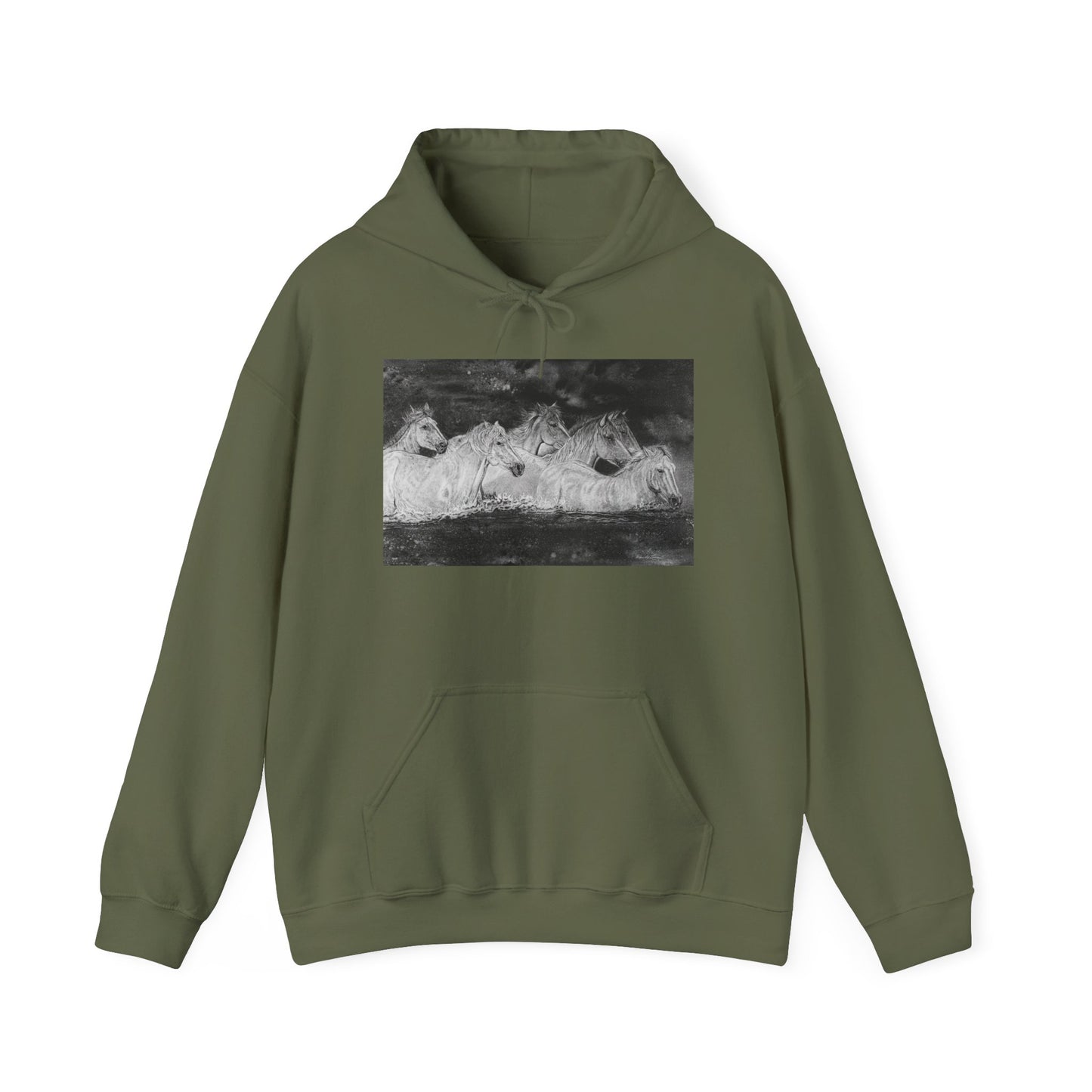 Night Swim, Horse Unisex Hooded Sweatshirt