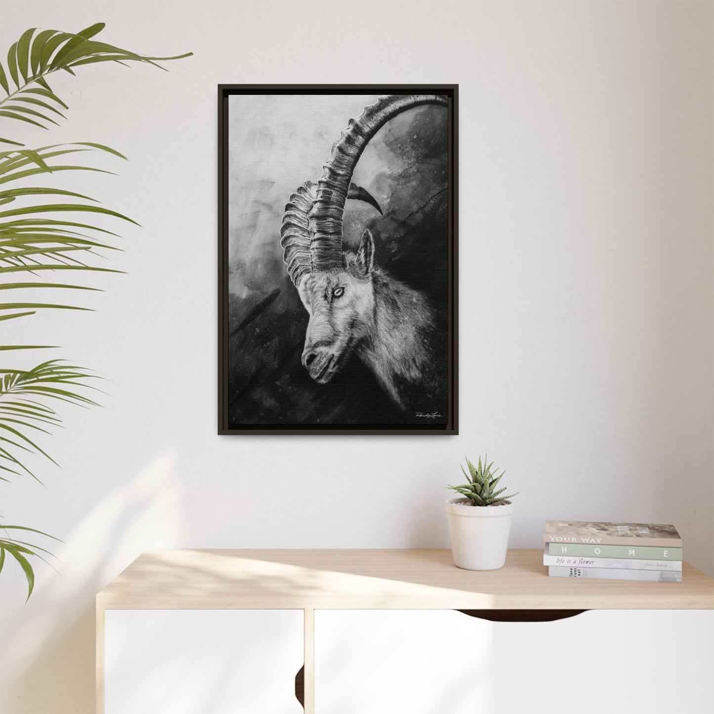 Apex,  Alpine Mountain Goat, Framed Matte Canvas Art Print,