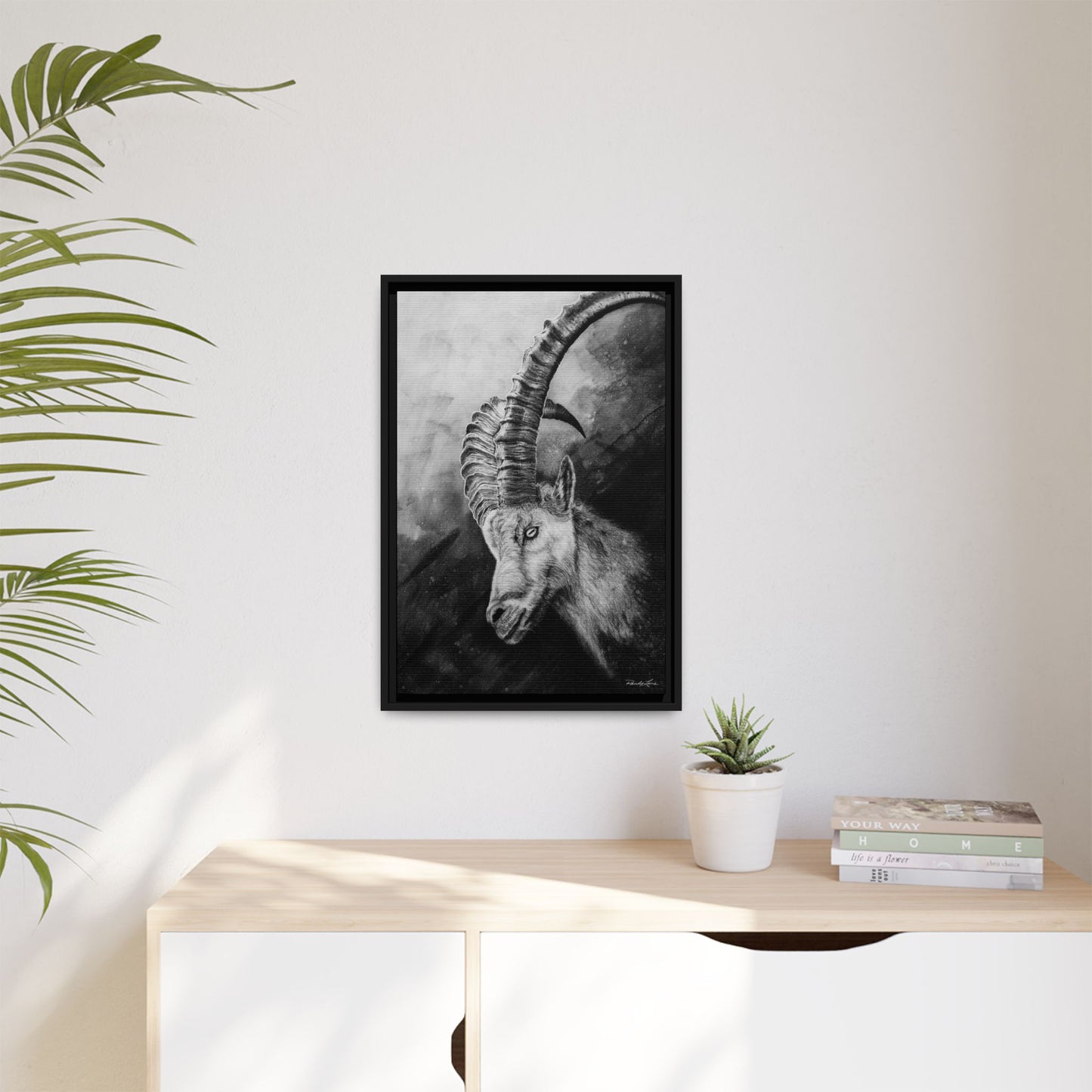 Apex,  Alpine Mountain Goat, Framed Matte Canvas Art Print,