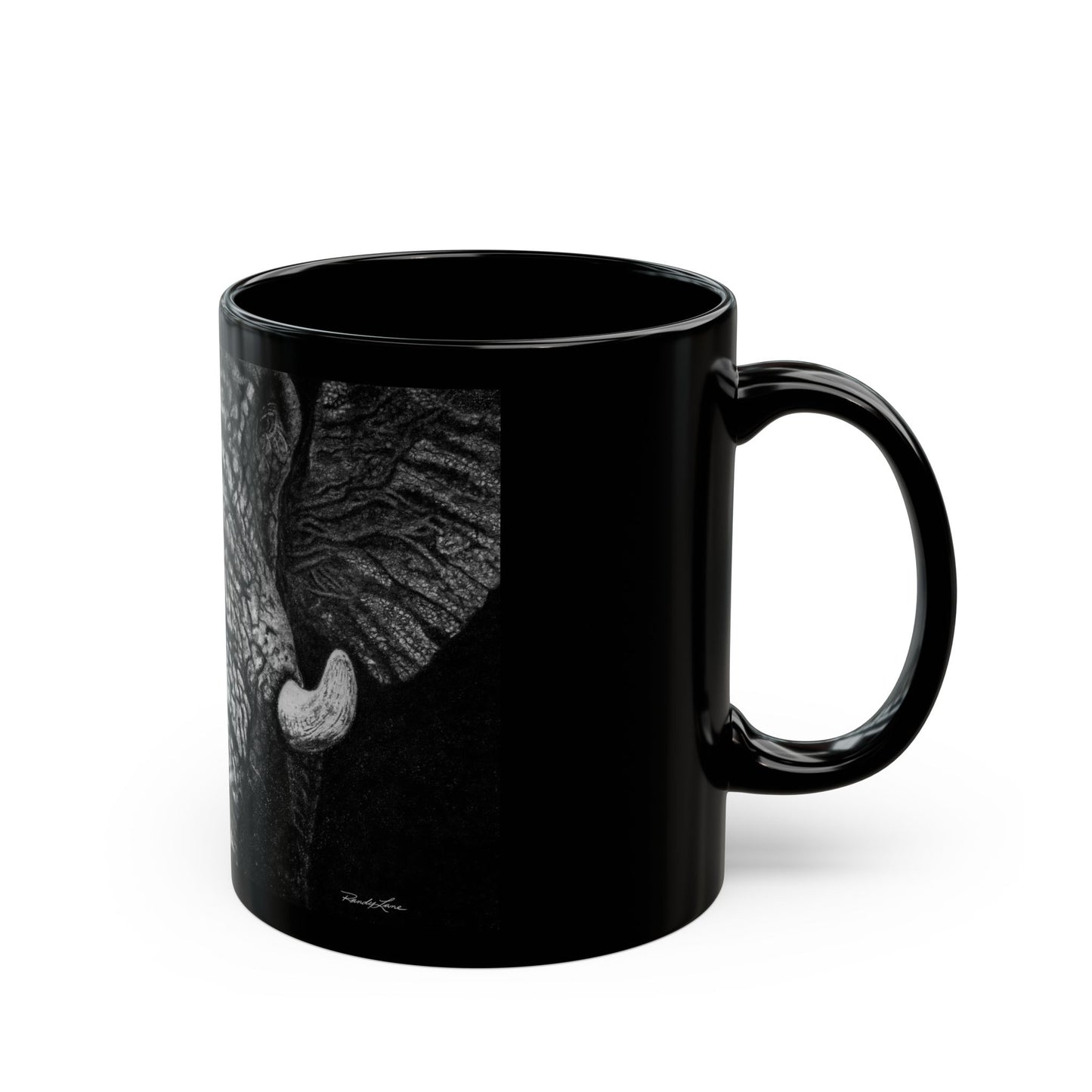 Ebony and Ivory, Elephant Art Black Mug