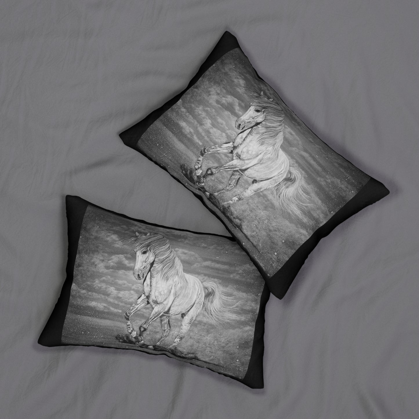 Equine Elegance. Prancing Horse Lumbar Pillow