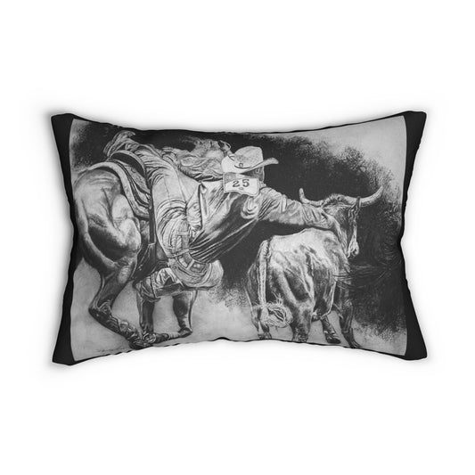 Contact. Cowboy Bulldogger Rodeo Art Spun Polyester Lumbar Pillow