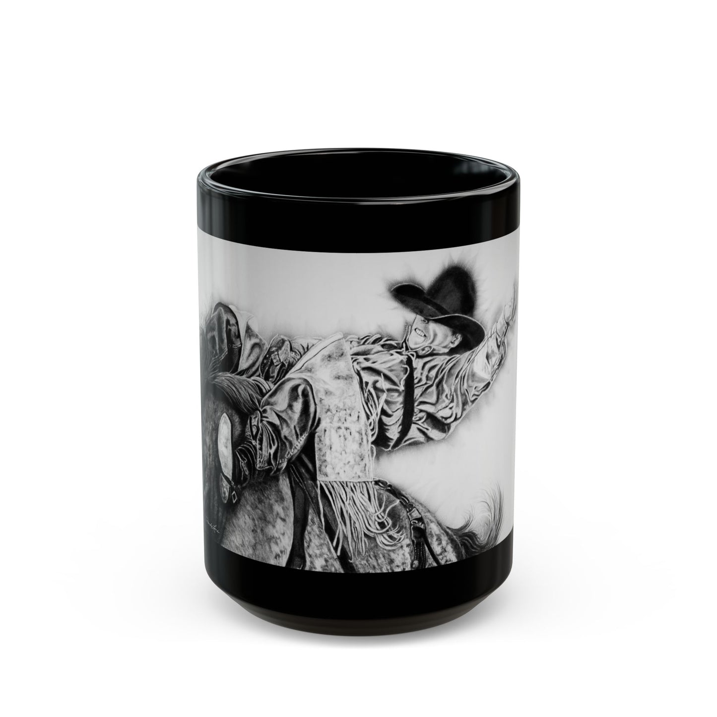 Go Time. Rodeo Art Black Mug