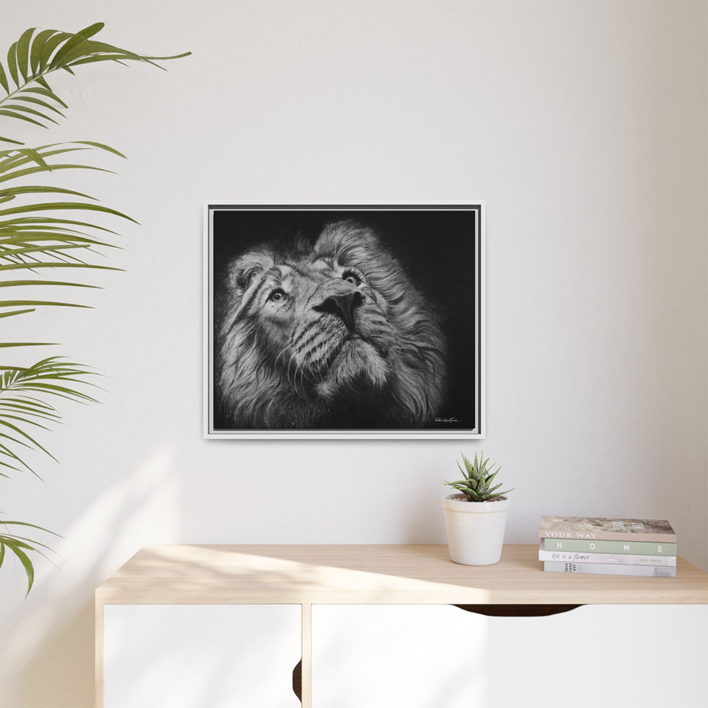 Renown, Framed Lion Canvas Art Print