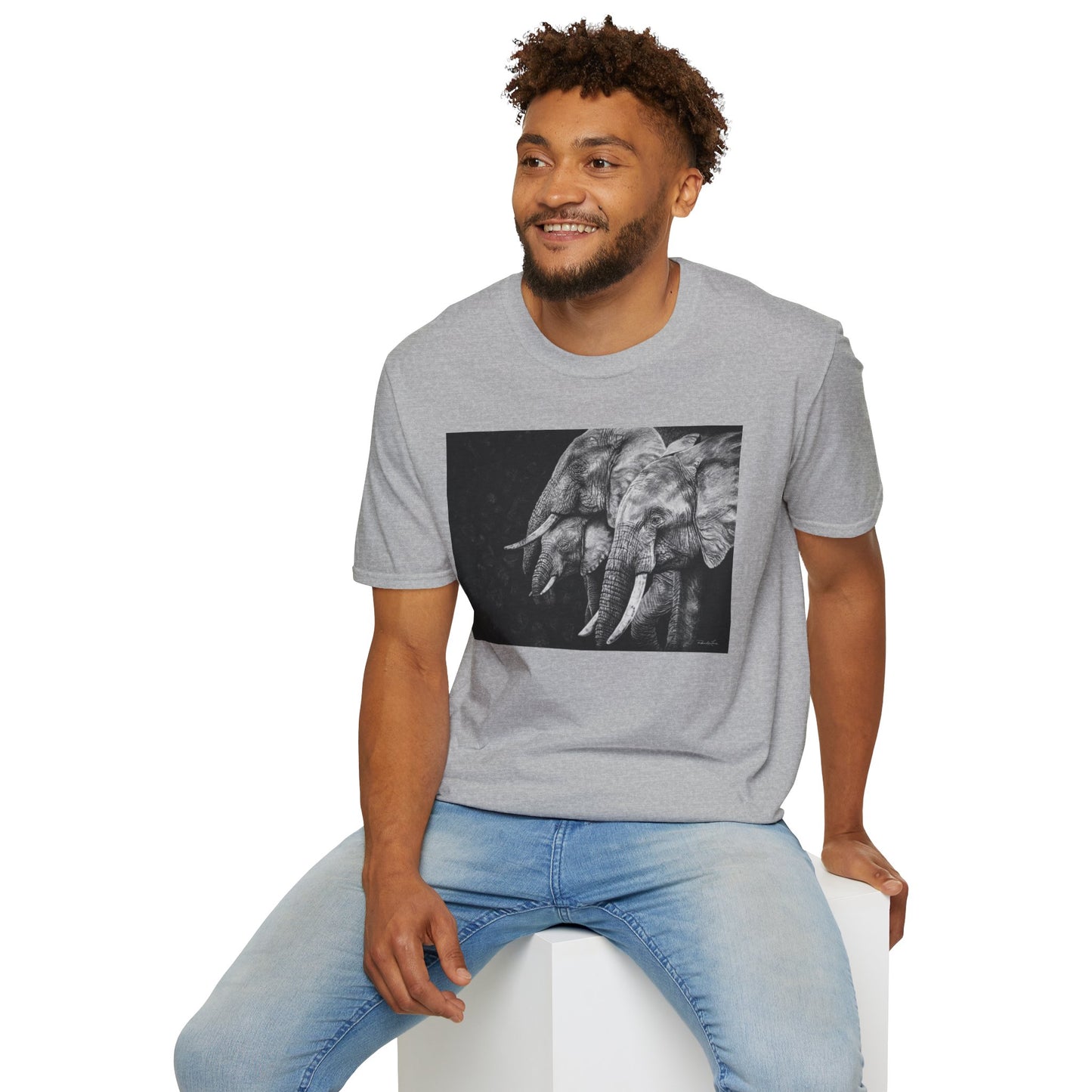 Brushland Bond. Elephant Art Unisex Softstyle T-Shirt
