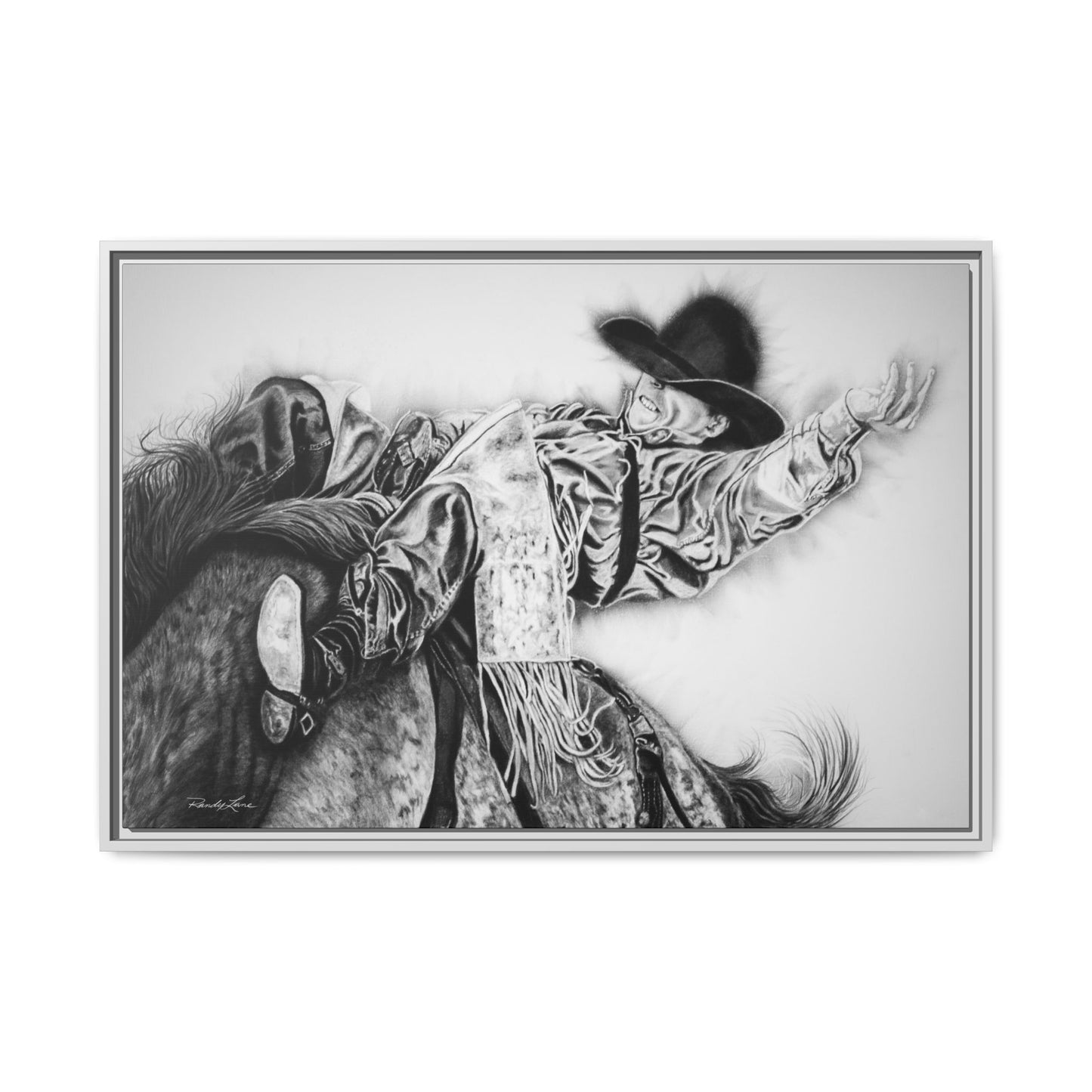Go Time. Stretched Matte Canvas Framed Rodeo Art Print
