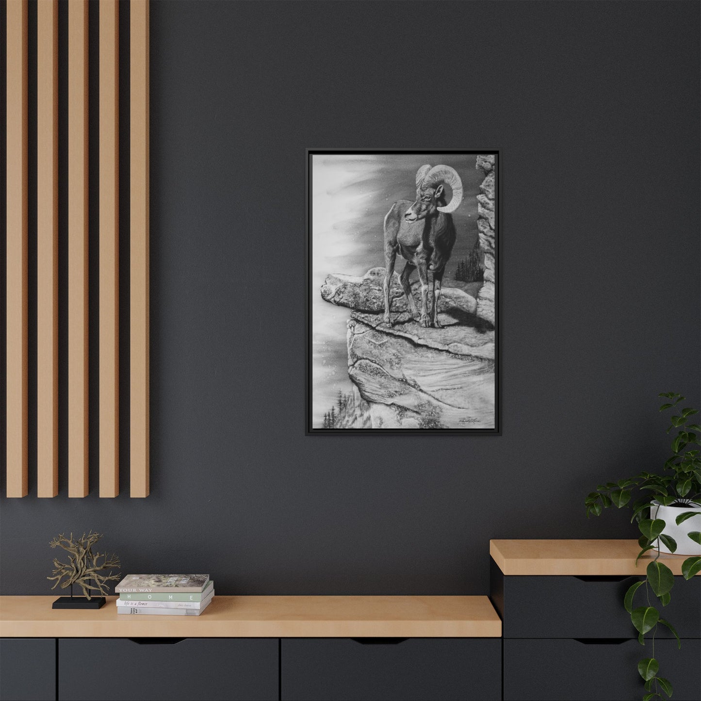 Legendary, Bighorn Sheep Framed Matte Stretched Canvas