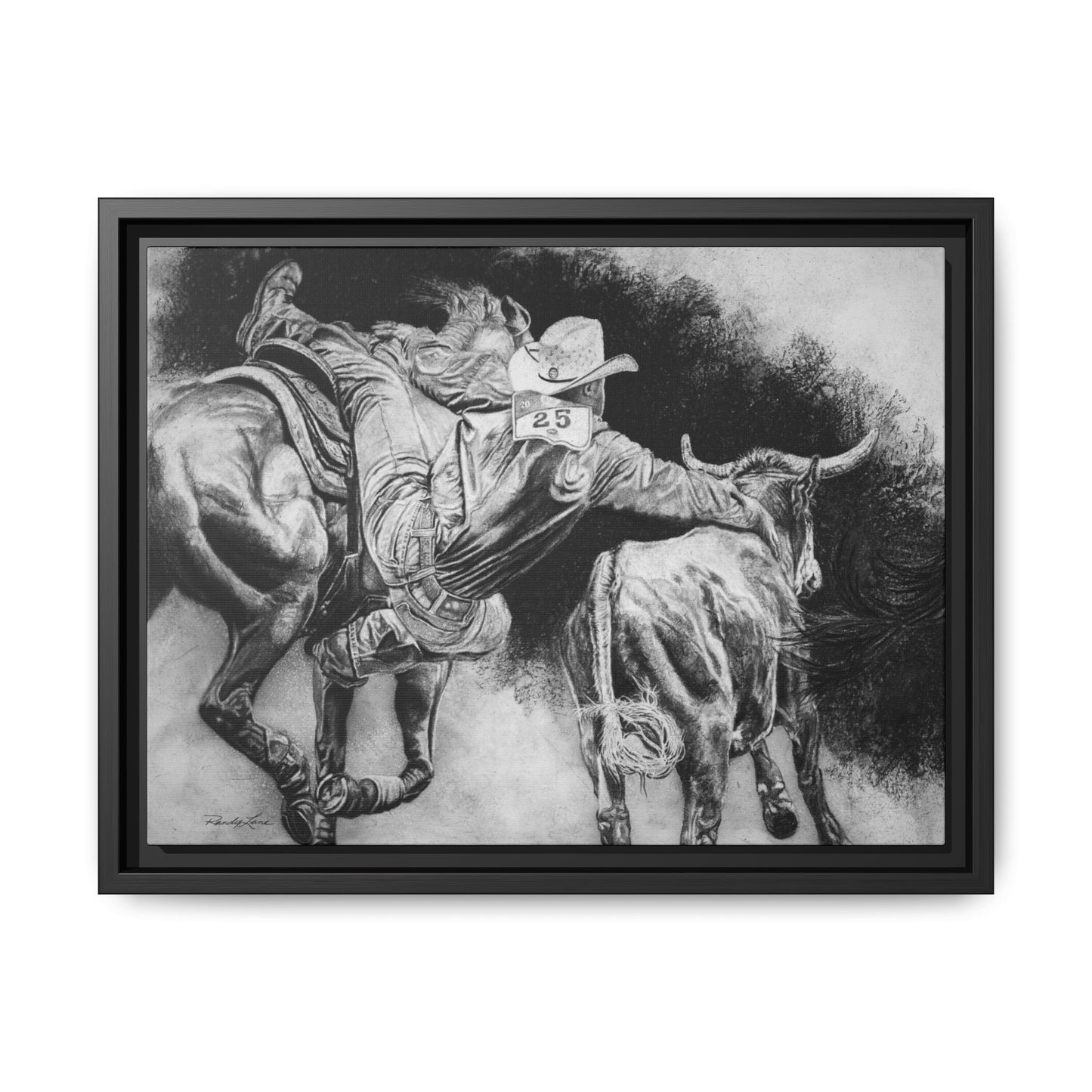 Contact. Cowboy Bulldogger Rodeo Art Framed Stretched Canvas Art