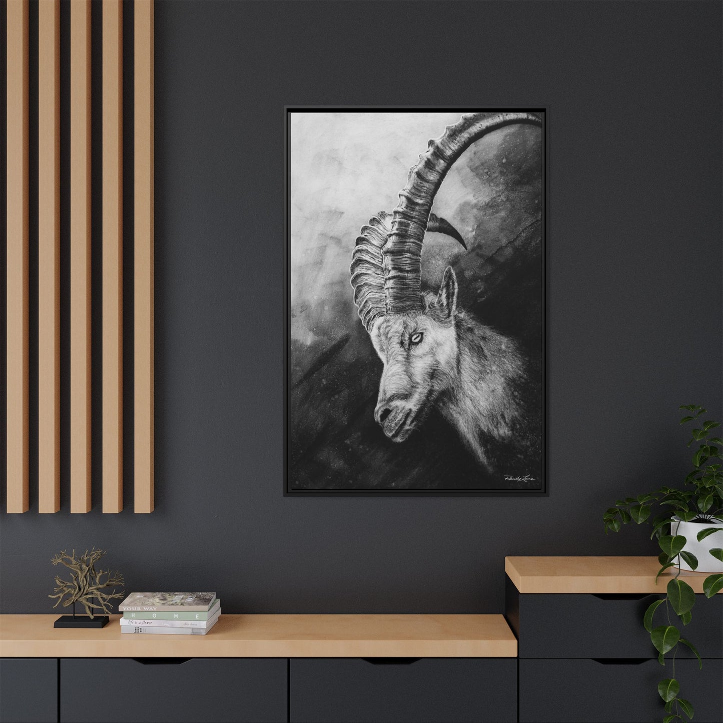 Apex,  Alpine Mountain Goat, Framed Matte Canvas Art Print,