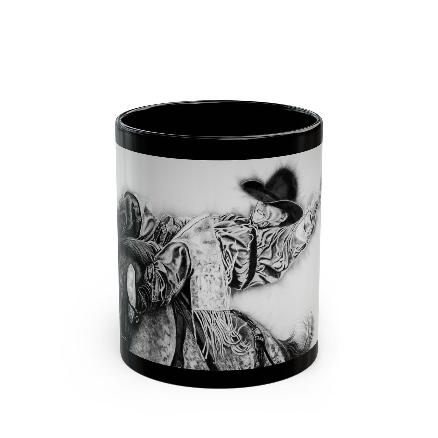 Go Time. Rodeo Art Black Mug